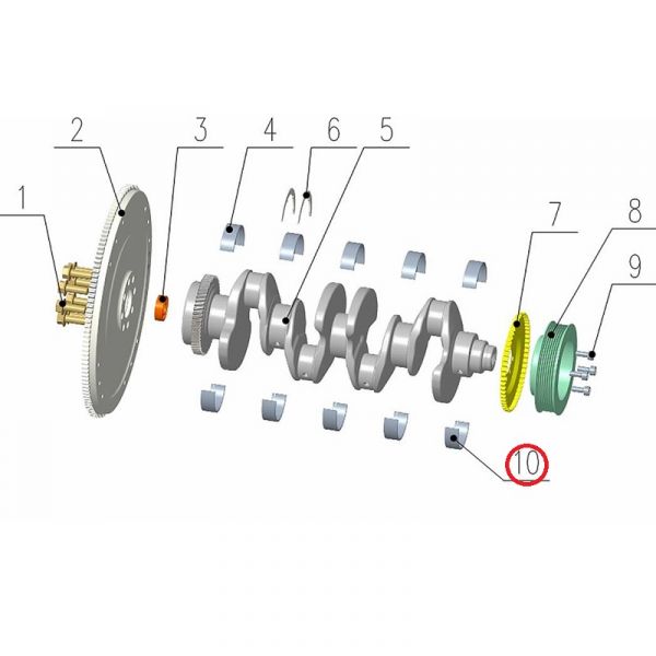 Вкладыш коренной нижний дв. серии "G" (черный 2.477 - 2.482) (Foton ГАЗ Оригинал) /.PM40004148-3/