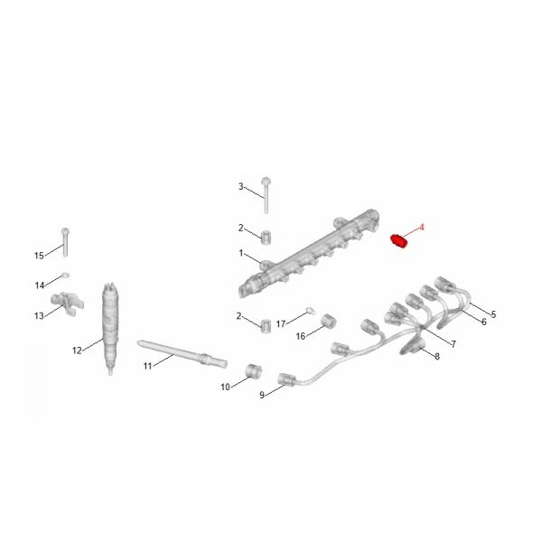 Фитинг прямой топливной рампы дв. ЯМЗ-534 (F9511 10,3-M12x1,5-RF01) (ПАО "Автодизель ЯМЗ") /651.1104282-10/