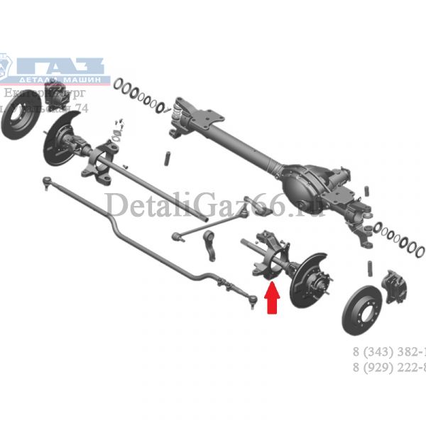Кулак поворотный Соболь 4WD со втулками лев. без АБС (ПАО "ГАЗ" Оригинал) /23107-2304041/