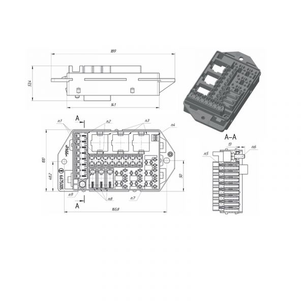 Блок монтажный ГАЗ, УАЗ для реле и предохранителей без крышки (АО "Завод Копир") /Ф56.675.005/