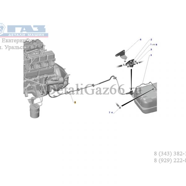 Трубка паропровода адсорбера ГАЗель, Соболь (от клапана давления к клапану гравитационному, средняя) (ТИССАН ООО  ГАЗ Оригинал) /А21R23.1164189/
