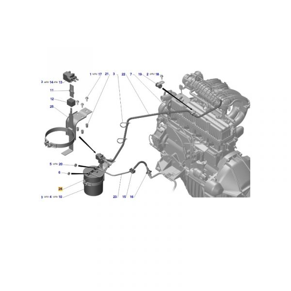 Трубка паропровода адсорбера ГАЗель, Соболь (от клапана до абсорбера) (ТИССАН ООО  ГАЗ Оригинал) /А21R23-1164194-10/