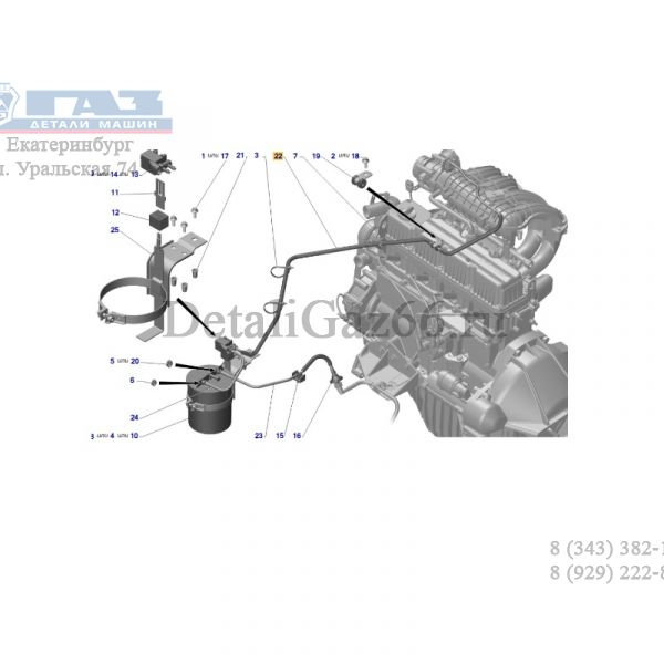 Трубка паропровода адсорбера ГАЗель,Соболь (от коллектора к клапану) (ТИССАН ООО  ГАЗ Оригинал) /А21R23.1164190-10/