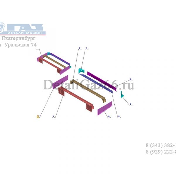 Лонжерон основания пола ГАЗель-2705 передний правый (ПАО "ГАЗ" Оригинал) /2705-5101114/