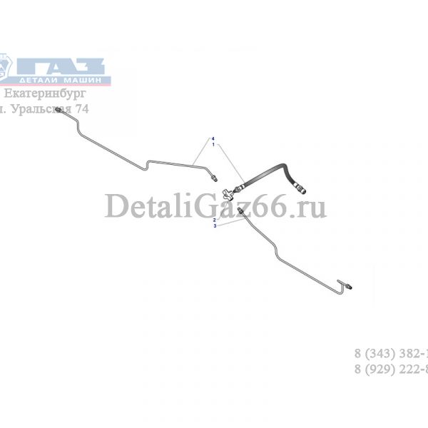 Трубка тормозная ГАЗель зад. лев./прав. тормоза с тройником и шлангом (ООО "Автомобильный завод "ГАЗ") /3302-3506009-20/