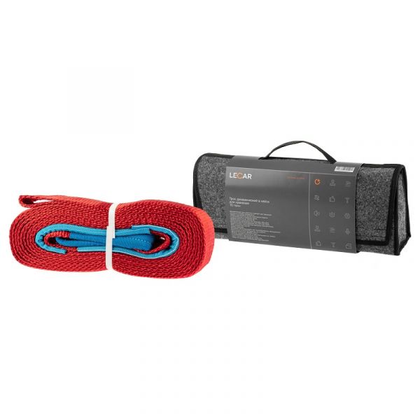 Трос динамический 10т ширина ленты 75мм длина 9м (стропа рывковая) (в упак. LECAR) /LECAR000090806/