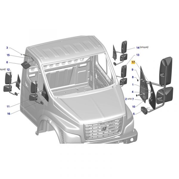 Накладка зеркала левая ГАЗон NEXT (ООО "Автомобильный завод "ГАЗ") /С41R11-8201821/